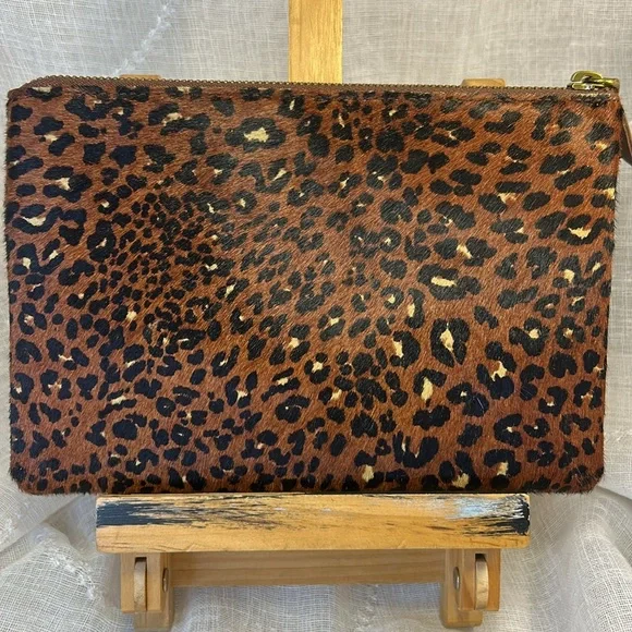 NWT Madewell leather large wallet clutch animal print - Picture 4 of 12